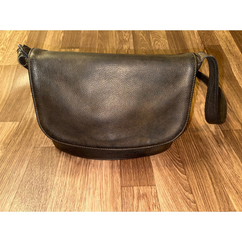 Coach Vintage Black Pebbled Leather Crossbody Bag Flap Messenger G5M-4903